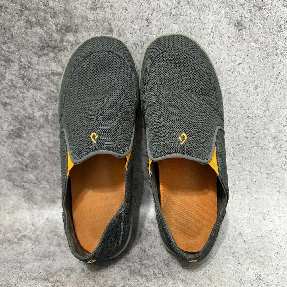 OluKai Nohea Mesh Slip On Shoes Mens 10 Grey Orange Casual Breathable 10188-4242